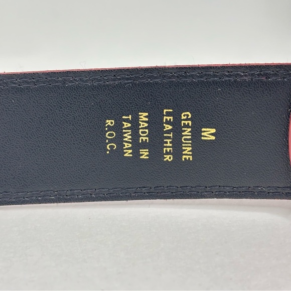 Express Red Suede Wide Retro Belt Curved Hammered Gold Buckle & Hardware Size M - Picture 9 of 13
